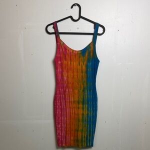 Cotton Citizen Tie-Dye Slip Mini Dress in Pink, Orange & Blue